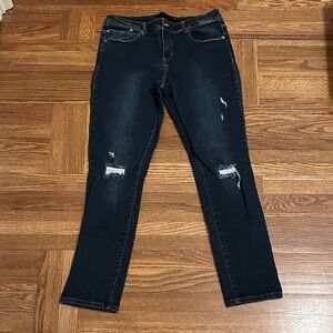Harper Dark Denim Distressed Skinny Jeans